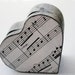 Hearts and Music Decoupaged Wooden Box - Black, white, & silver