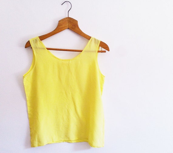 Vintage Silk sleeveless blouse Yellow size L