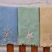 Vintage Antique Finger Towels Embroiderd Cutwork Whitework Blue Yellow Green Linen Set 3