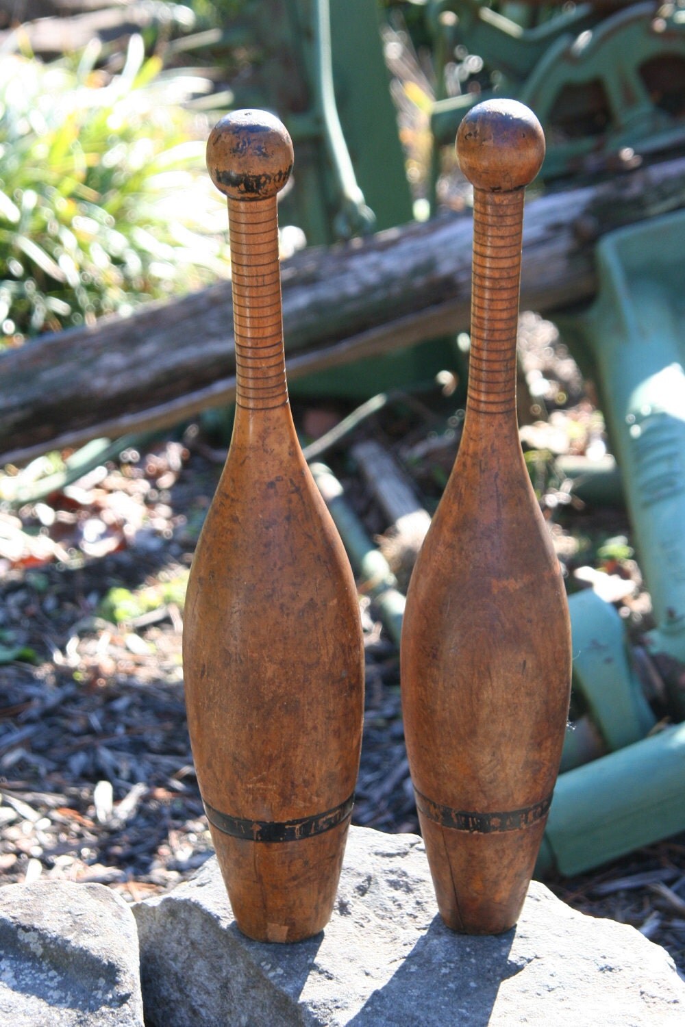 Antique Wooden Juggling Pins / Exercise Clubs by CollectorsCoffer
