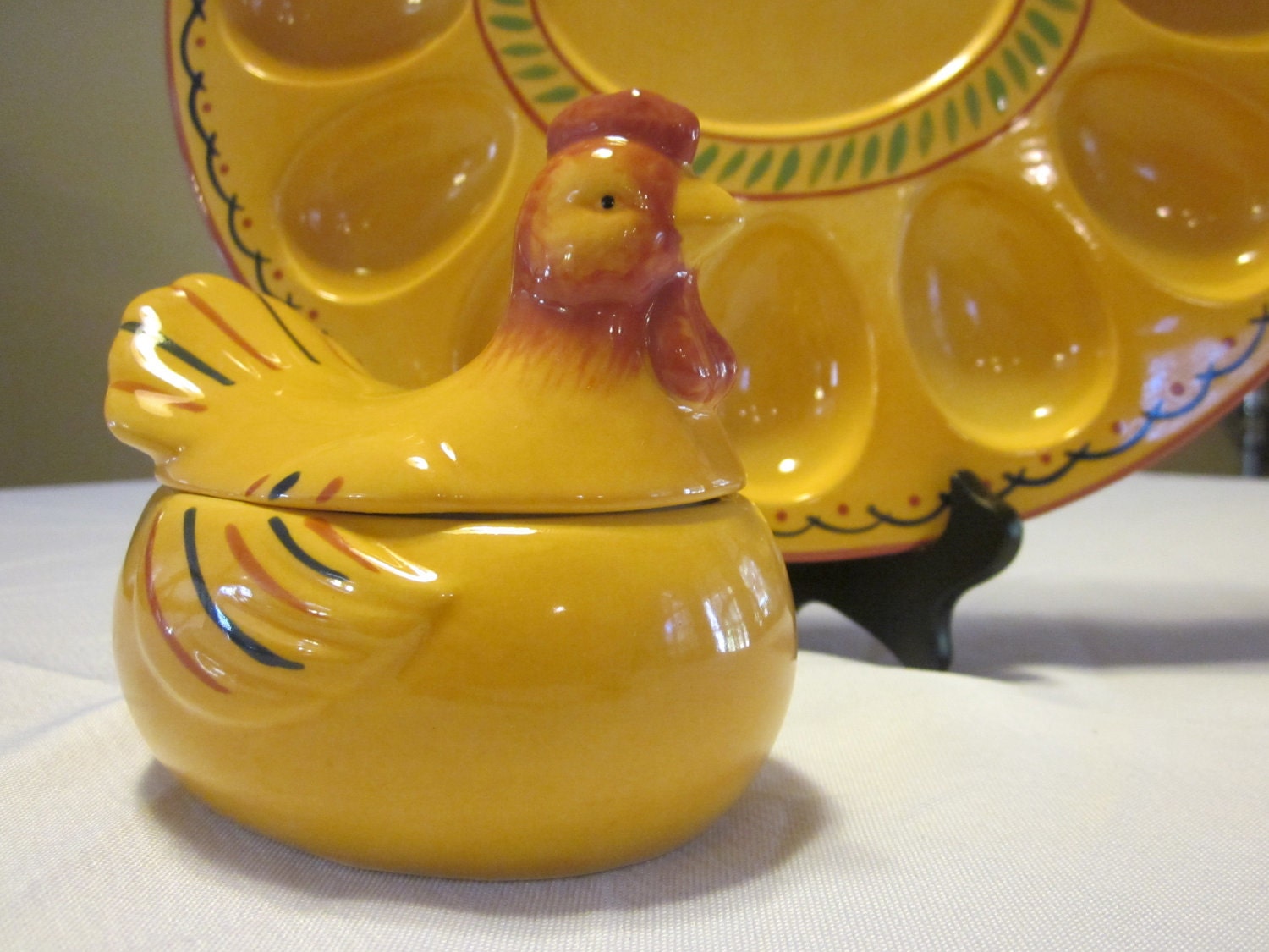 Vintage Deviled Egg Plate With Chicken