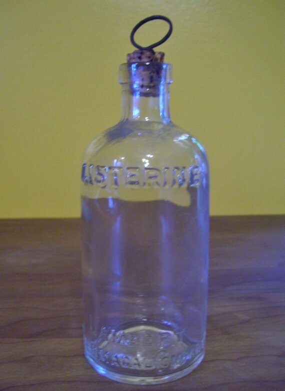 Vintage Listerine Bottle With Cork by EclecticRendezvous on Etsy