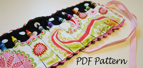 Download Items similar to Crayon Holder Pattern-Crayon Roll Up Pattern -PDF Pattern-Ebook Pattern-Make ...