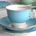 RESERVED FOR CARINA Vintage English bone china tea set - blue / turquoise Colclough cup, saucer and plate for a vintage tea party