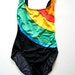Vintage One Piece Rainbow Color Bathing Suit - Size Small