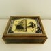 Antique Jewelry Box Silhouette Reverse Painted 1940s Mirrored Lid