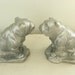 Vintage Bulldog Bookends Dog Statue Figurine Silver Grey
