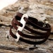 FREE SHIPPING .Women's leather bracelet. Handmade, unique, multi strap brown leather bracelet , artisan hammered metal work