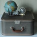 Vintage Suitcase Luggage Brown Square Suitcase Travel Overnite Bag Makeup Bag