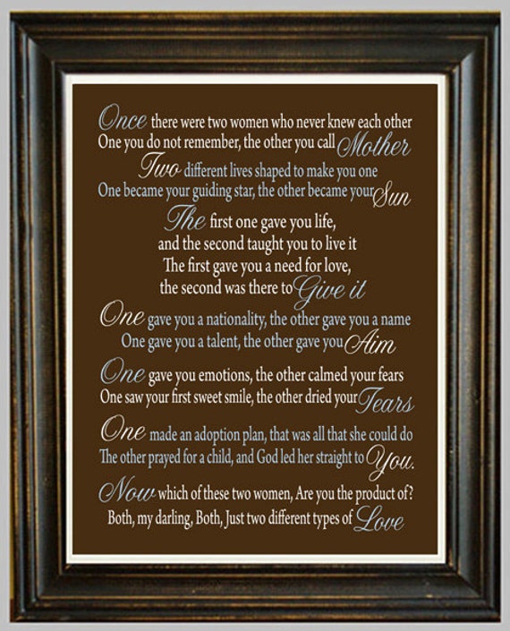 ADOPTION POEM PRINT Two Different Types of by JackandJillyDesigns