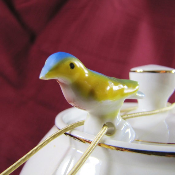 Bird Teapot Lid Holder Vintage China Bluebird Made in