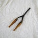 Antique Curling Iron Tongs- Wood Handles- Vintage