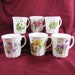 Set of Six Royal Grafton Coffee Mugs- Fine Bone China Made in England- Vintage China- Six different floral patterns