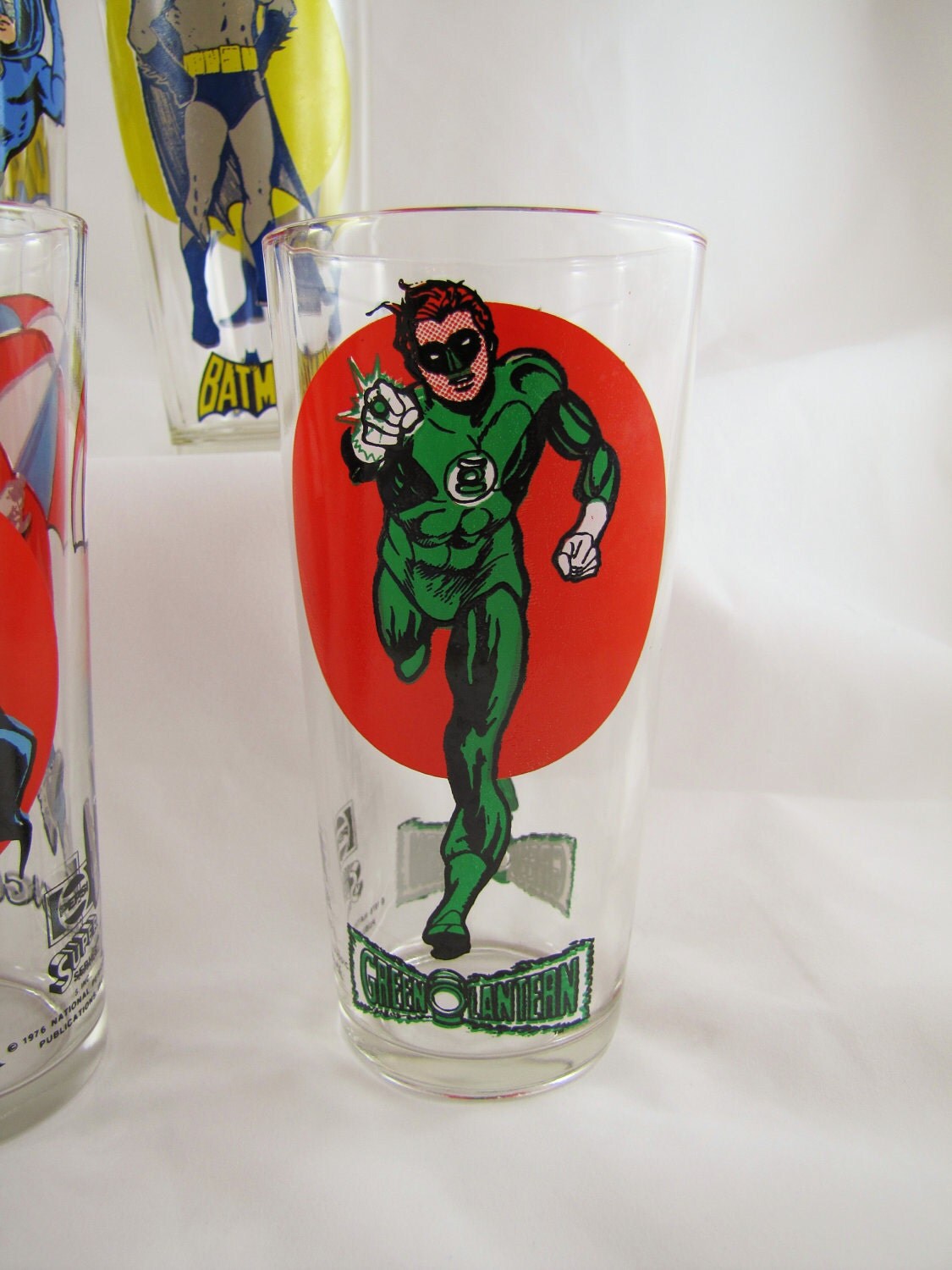 DC Comic Glass Tumbler Set Vintage Pepsi Glasses Batman