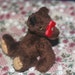 Miniature Brown Artist Bear - Fits in your pocket - jointed teddy - brown bear with red ribbon