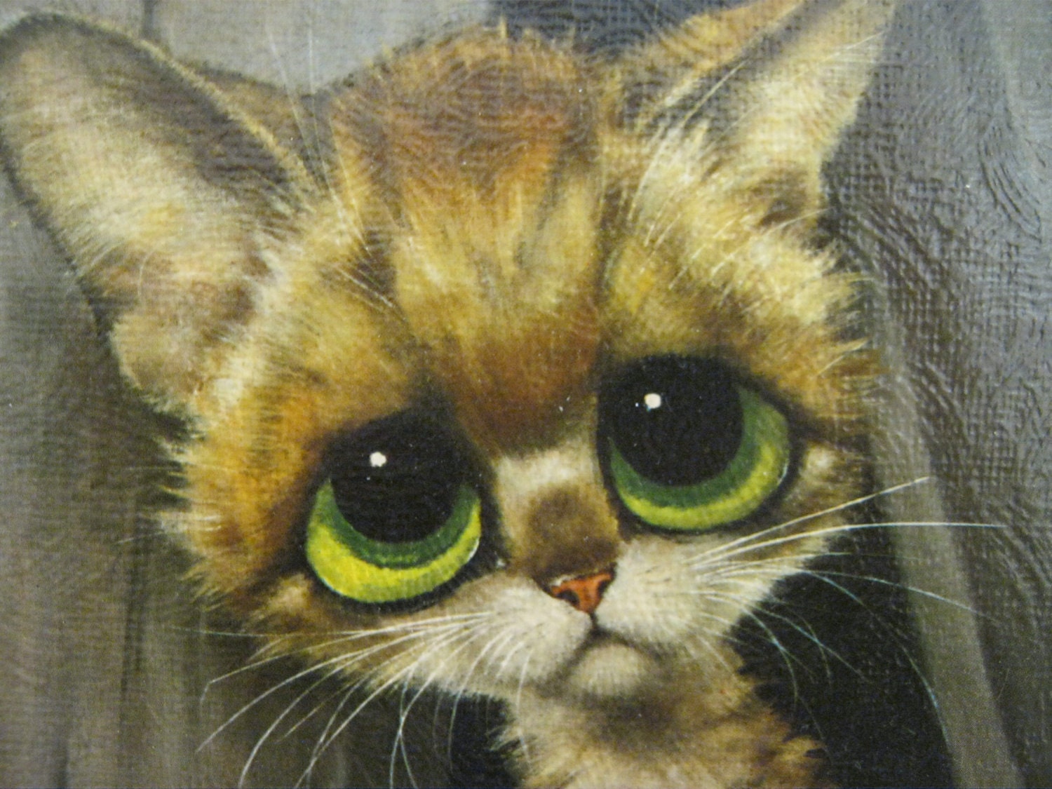 Vintage Sad Big Eyed Cat Litho Pity Kitty by Gig