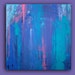 ORIGINAL Aqua and Purple Original Abstract Acrylic Painting Fine Art Titled:WATERCOLORED MEMORIES 24x24x1.5" by Ora Birenbaum