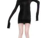 Black Long Sleeve Elastic Mini Dress- SLUT COLLECTION-FOR001