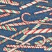 CHRISTMAS FABRIC-Blue with Multicolor Candy Canes
