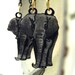 Elephant Earrings, Shrink Plastic Earrings, Animal, Beast, Industrial, African, Gray, Brass Earrings, Original Art