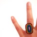 Oval Rainbow Ring, Shrink Plastic Ring, Adjustable, Wearable Art, Colorful, Statement Ring