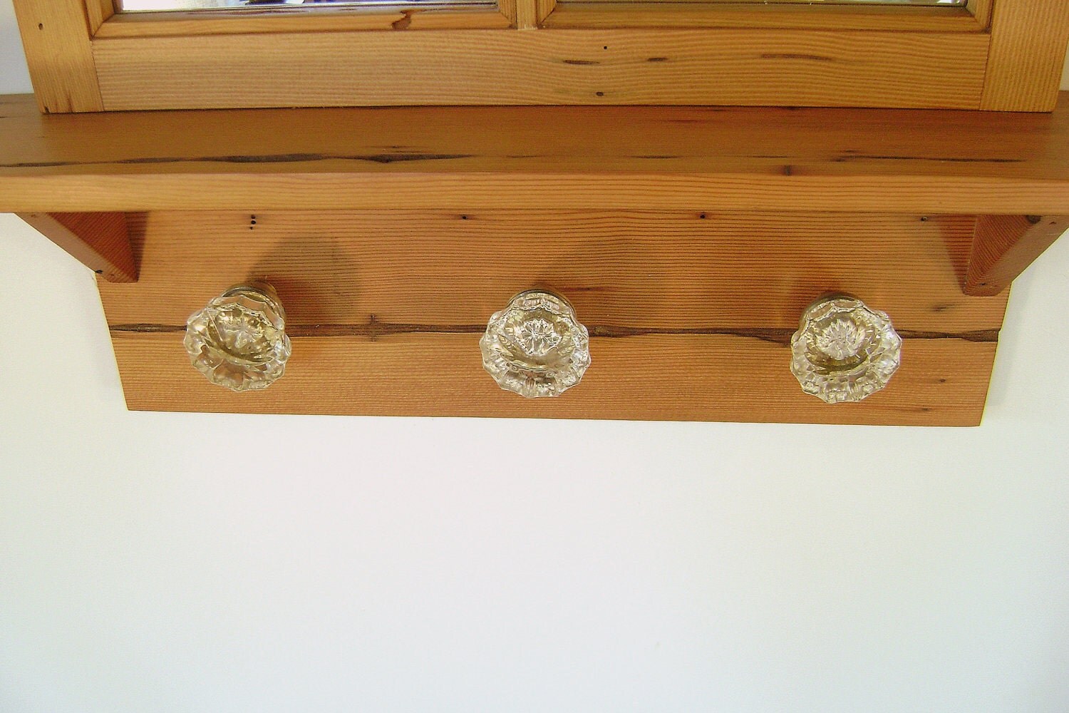 Wall Shelf with Glass Door Knobs