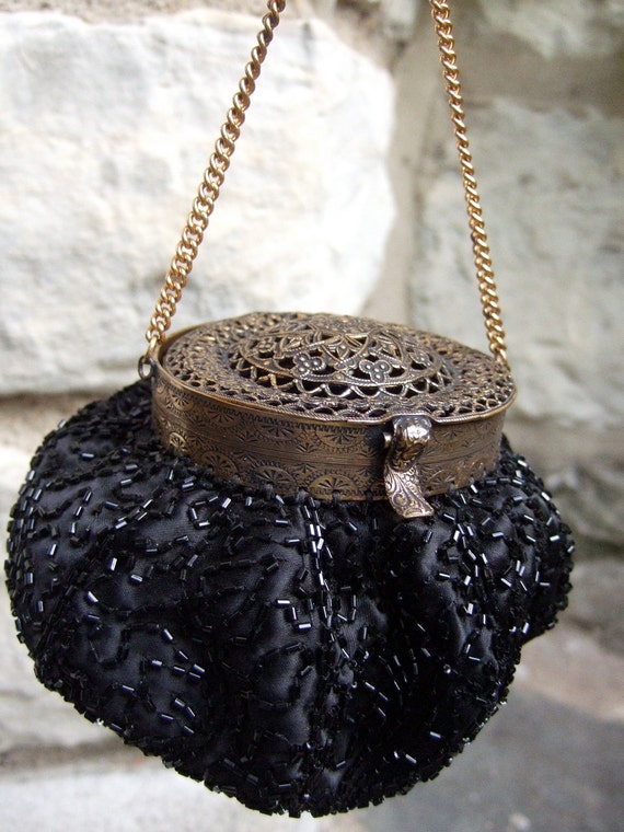 black beaded evening purse