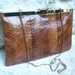 Vintage Snakeskin Brown Clutch with Strap