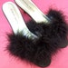 1960s Maribou Trim Mule Slippers US Size 8