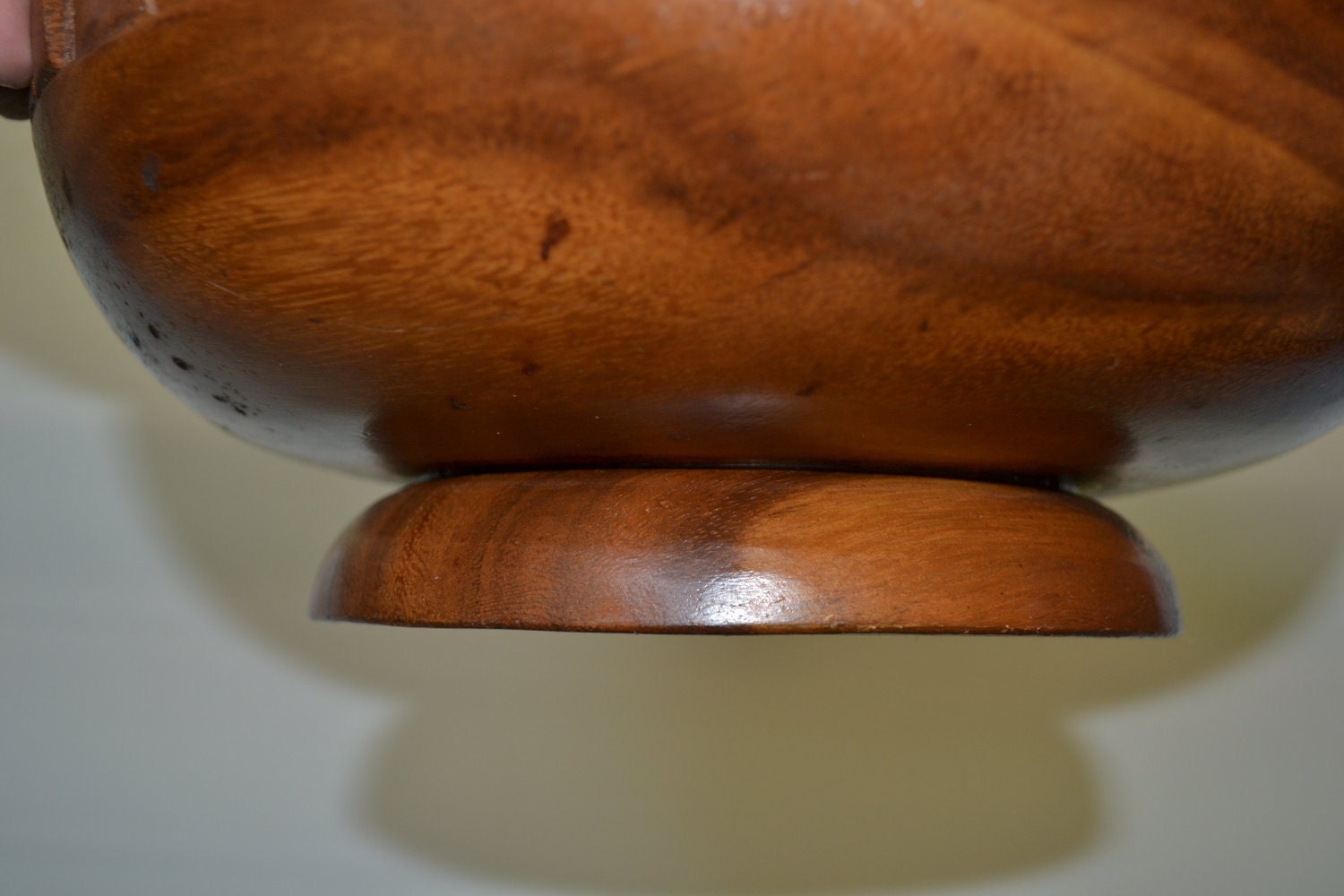 Vintage Carved Wooden Punch Bowl Set