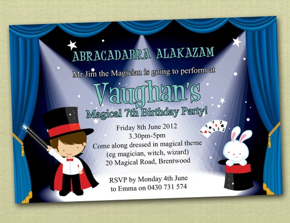 Magician Themed Birthday Invitations - You Print Il_570xn