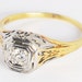 Vintage Art Nouveau Round Old European Cut Diamond OEC Solitaire Ring 18kt Yellow Gold 14kt White Gold