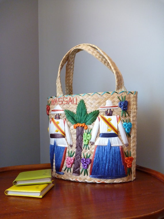 Vintage Straw Beach Bag Nassau Bahamas Souvenir