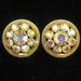CLEARANCE Vintage WEISS Round AB Rhinestone and gold tone Mesh Earrings