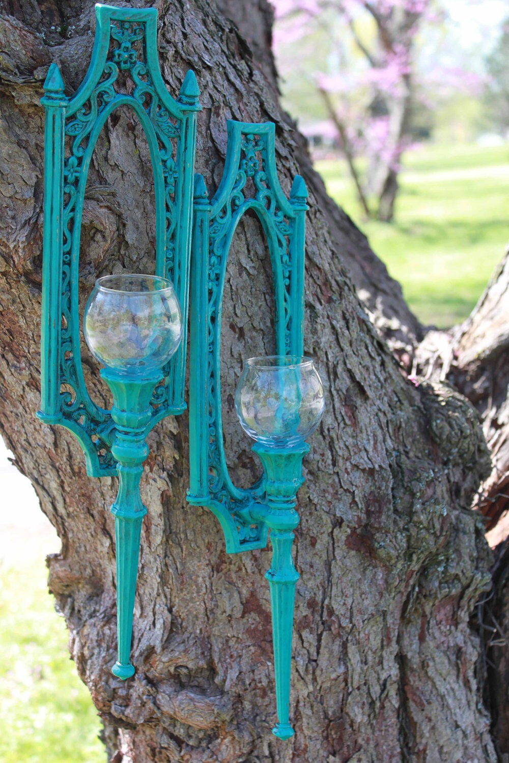 Vintage Turquoise Candle Sconces Gothic boho shabby chic