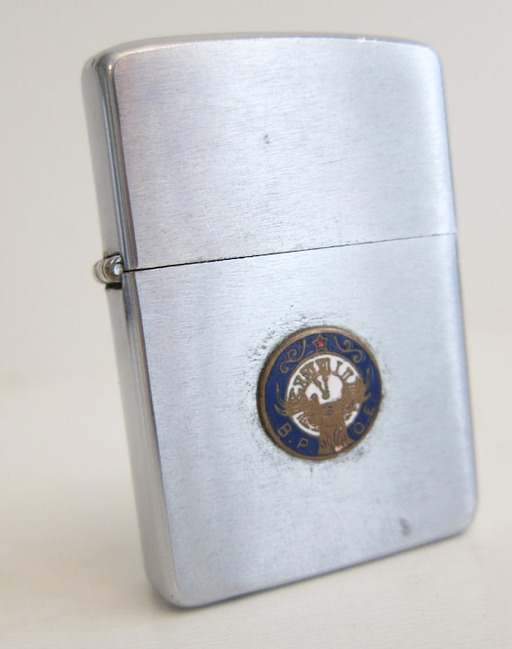 Vintage Zippo Lighter Chrome Silver Push Cigarette With Elks