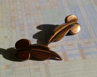 Vintage Copper Renoir Earrings - "Madeira" - Spring Back Clips - 1950's