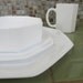 RESERVED FOR PLANBBRIDE // Service for Four Pure White Octagonal Glass Dinnerware Arcopal of France
