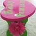Pretty Princess Stool-Hand Painted-Pink-Green-Flower-Bow-Crown-Glitter-Nursery-Kids-Children-Affordable-Chair-Furniture-Seat-Timeout-Girly