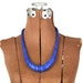Vintage African Wooden Disk Beaded Necklace, Lapis Blue