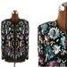 1980s Vintage Sequined Silk Jacket, Black Chiffon S - M