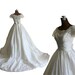 Vintage 1950s Silk Wedding Dress with Cummerbund Waist and Full Skirt, S / M