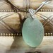 Genuine Sea glass pendant. Frosty sea glass. Light Green beach glass pedant.