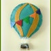 Hot Air Balloon Wall Decor. For nursery or kids room. Blue and gold. Summer decor. Felt.