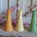 Vintage Upycycled Yellow Green Tangerine Orange Set of 3 Small Milk Glass Vases Mantel Shelf Decor Summer Decor Cottage Chic