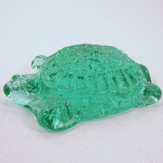 Blenko Green Glass Turtle Paperweight by rickrackcollection