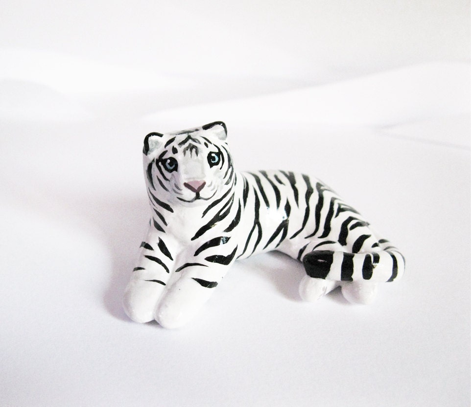 White Tiger Spirit Animal Totem Clay Animal Miniature by lanakat