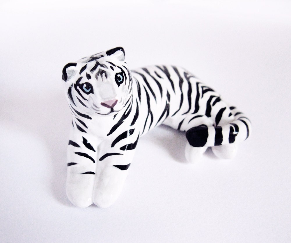 White Tiger Spirit Animal Totem Clay Animal Miniature