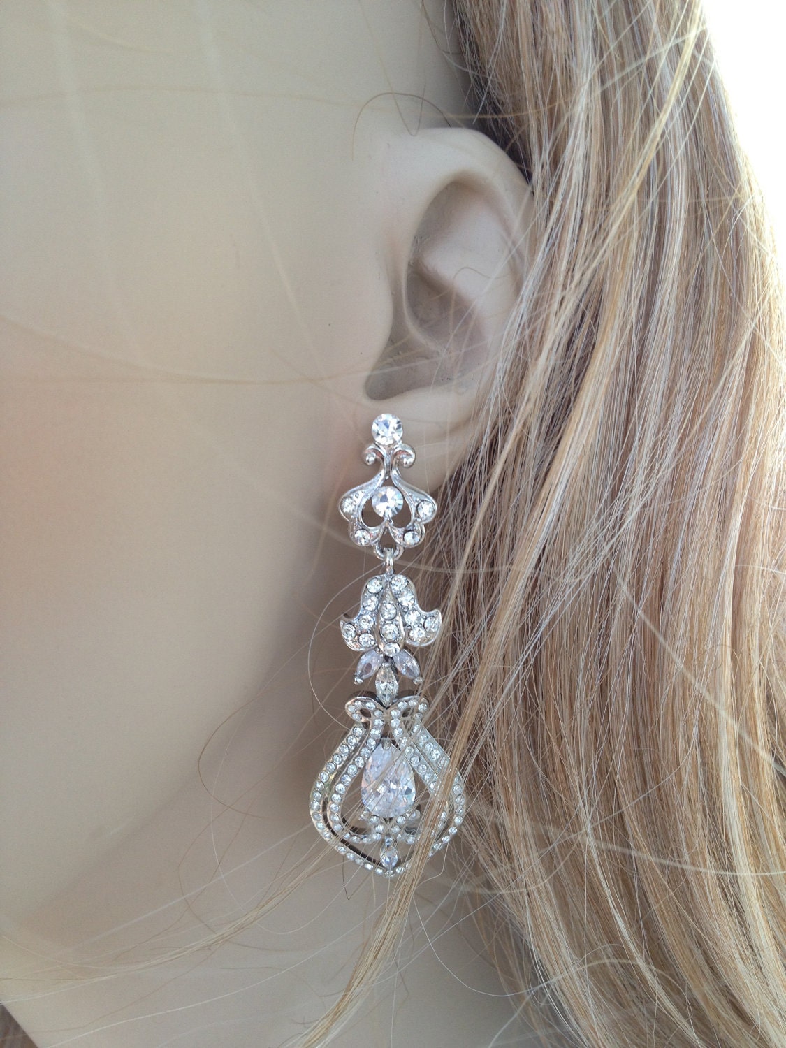 Dana Swarovski crystal chandelier bridal earrings