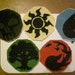 SALE Set of five Magic The Gathering mana symbols cross stitch magnets/ornaments/coasters.